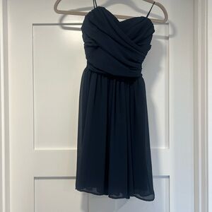 BCX Navy Strapless Chiffon Cocktail Dress